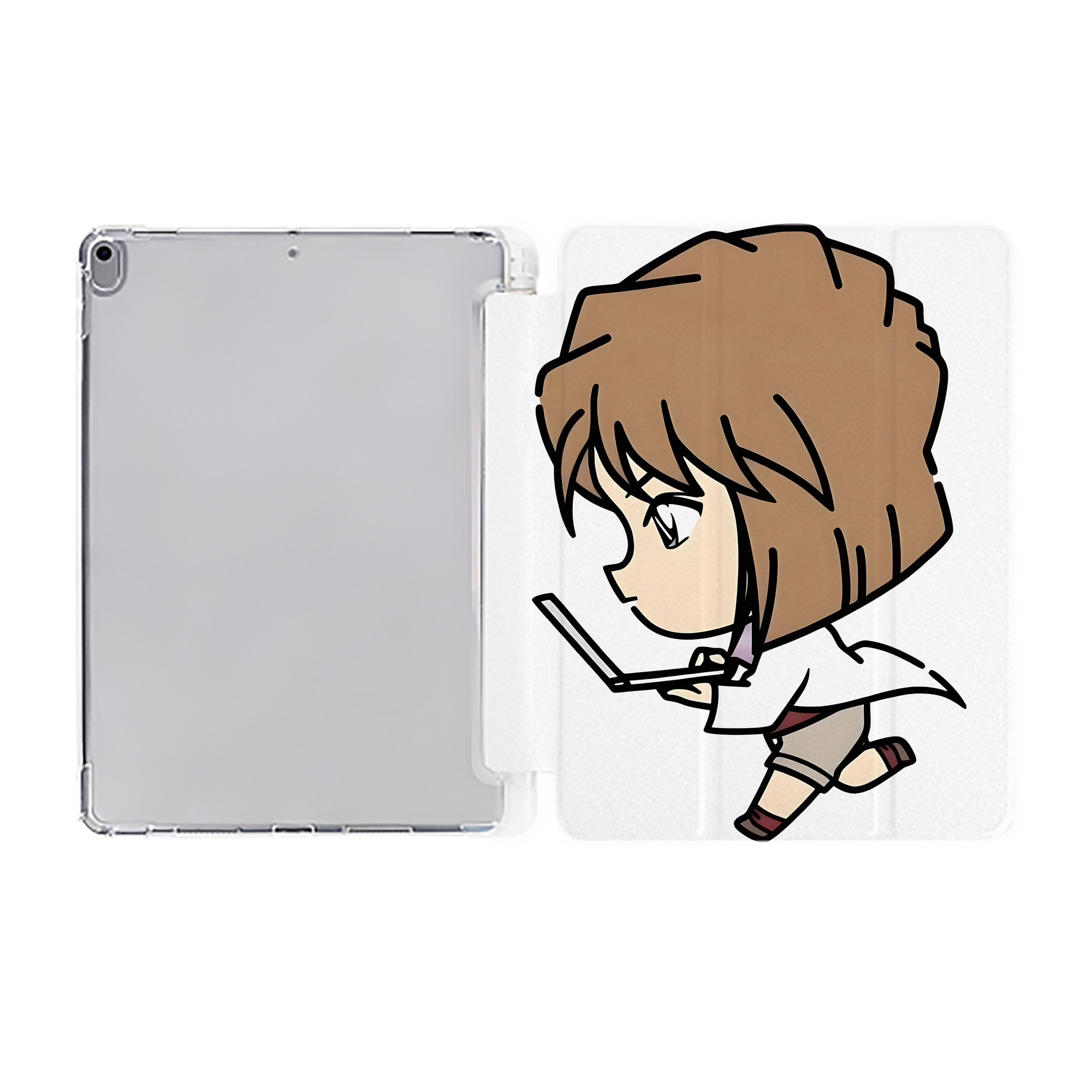 （画像用） 名探偵コナン 灰原 哀 はいばら あい Detective Conan Anita Hailey、Vi Graythorn Haibara Ai IPad ケース ペン収納付き 三つ折りスタンド PUレザー×シリコン 対応機種9.5/10.5/10.9インチ